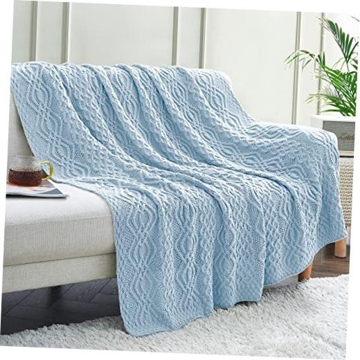 Aormenzy Cable Knit Throw Blanket, 50 x 60 inch, Waved 50 Aormenzy Cable Knit Throw Blanket, 50 x 60 inch, Waved 50