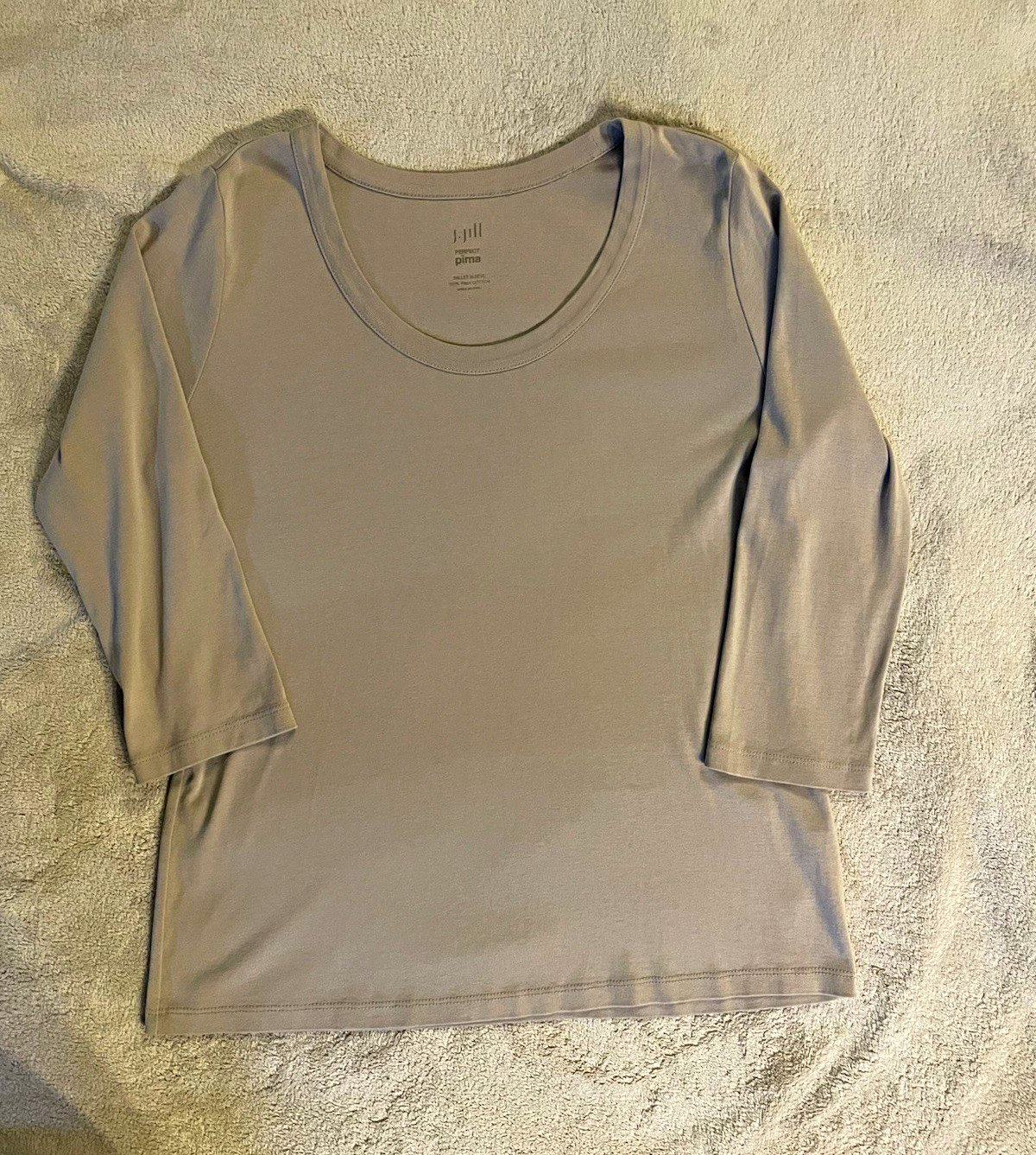 J.Jill Women’s Scoop Neck 3/4 Sleeve Knit 100% Pima Cotton T-Shirt Beige L J.Jill Women’s Scoop Neck 3/4 Sleeve Knit 100% Pima Cotton T-Shirt Beige L