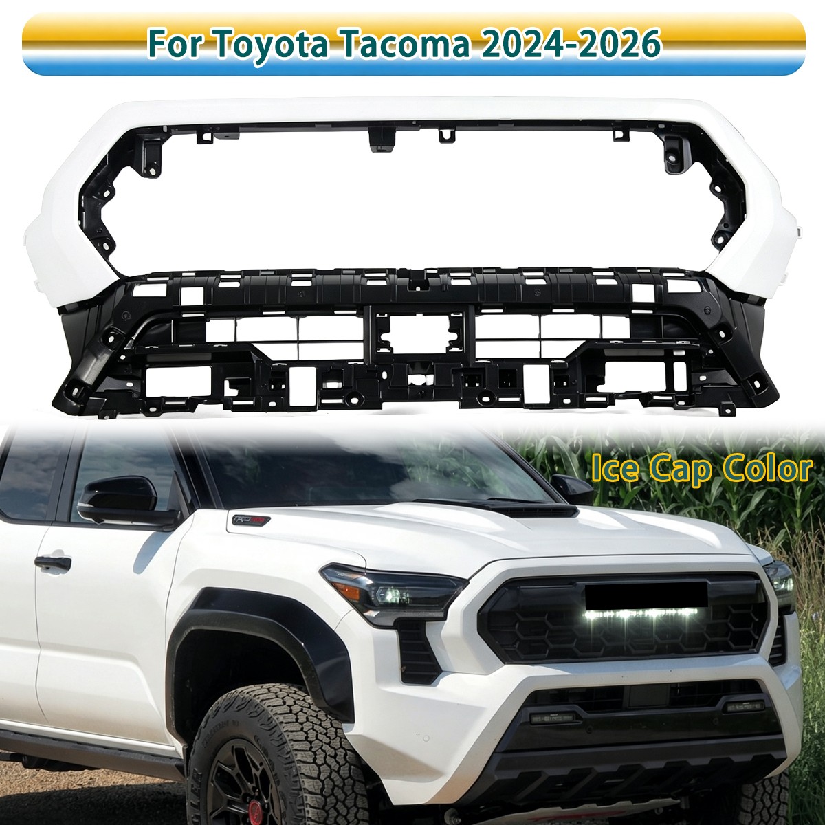 W/ Ice Cap Surround Strip Trim For Tacoma 2024-2026 Front Grille Bracket Holder