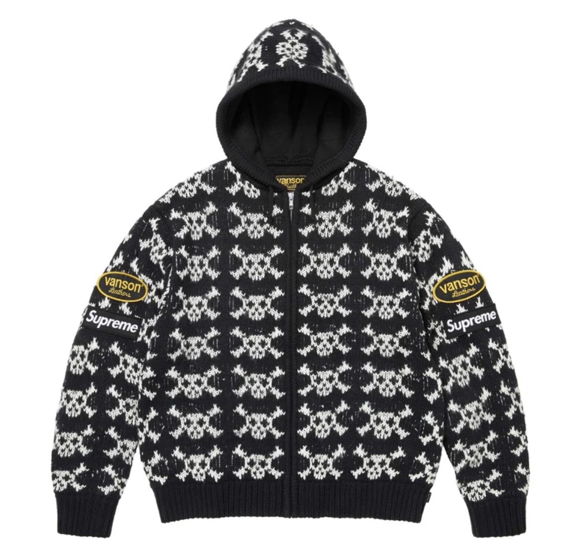 Supreme/Vanson Leathers Skull Zip Up Hooded Sweater Black FW26 Small In HAND ✅ Supreme/Vanson Leathers Skull Zip Up Hooded Sweater Black FW26 Small In HAND ✅
