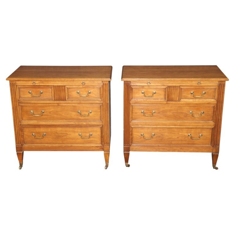 Pair Of Kindel Louis XVI Directoire Style Brass Mount Commodes