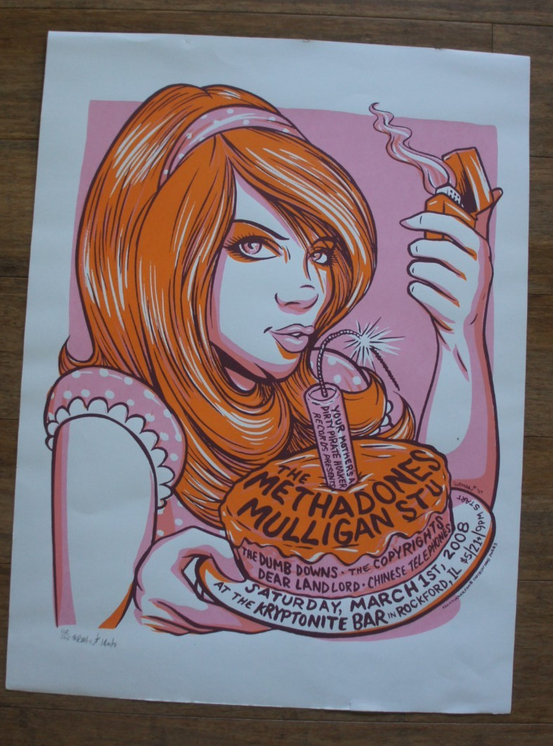Vintage 102/125 signed ADAM TURMAN Kryptonite Bar Rockford Ill 2008 Print 18x24