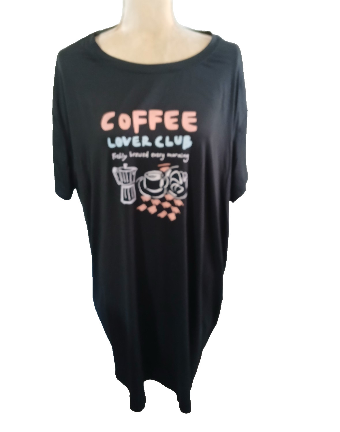 NWT Joyspun black Coffee Lover Club night shirt nightgown L-XL sleep shirt