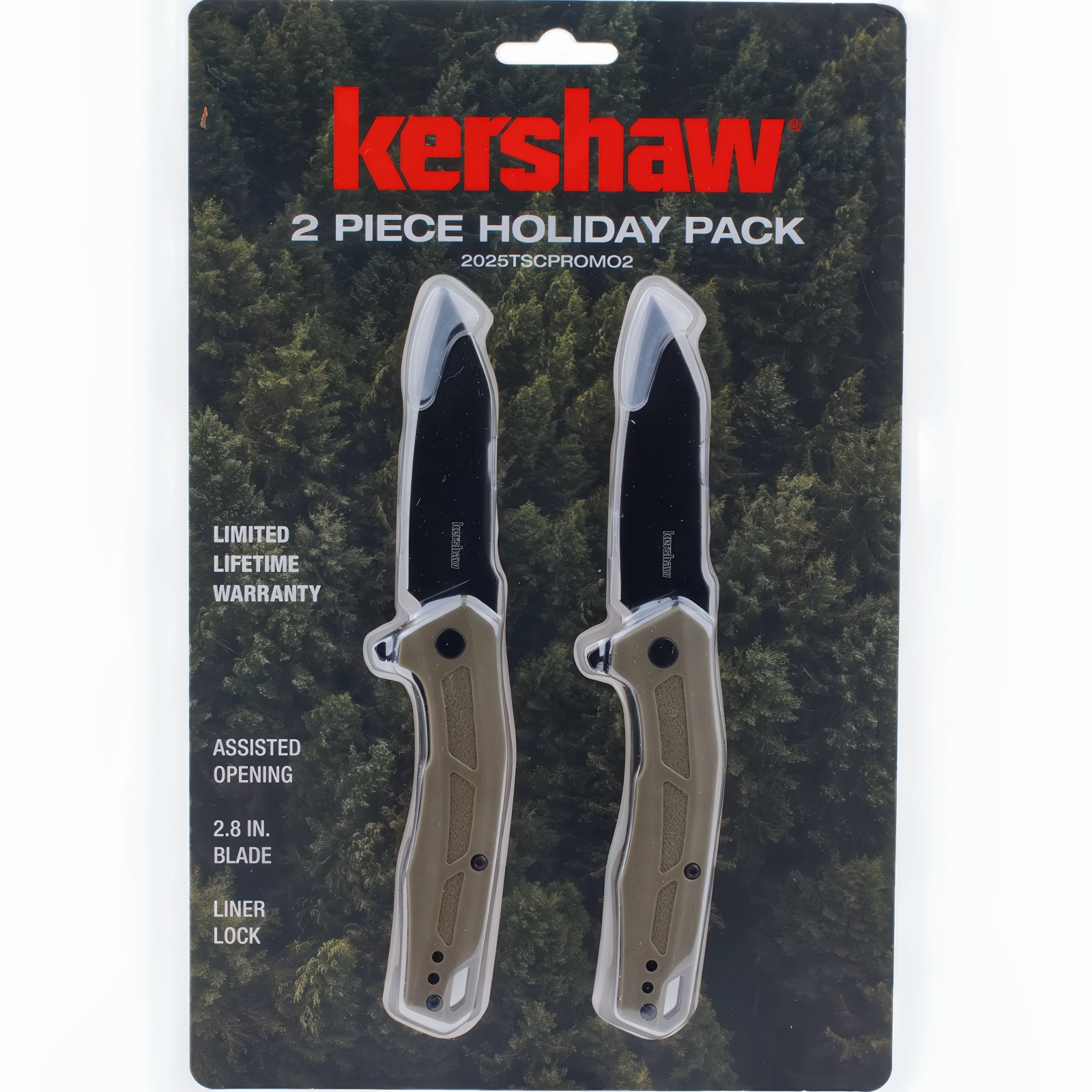 Kershaw Linerlock A/O Tactical Folding Pocket Knife Set of 2 KS7018 OD Green