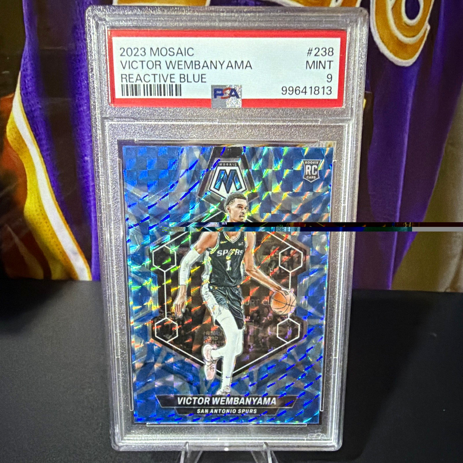 Panini Mosaic 2023-24 Victor Wembanyama RC #238 Reactive Blue PSA 9 Spurs Panini Mosaic 2023-24 Victor Wembanyama RC #238 Reactive Blue PSA 9 Spurs