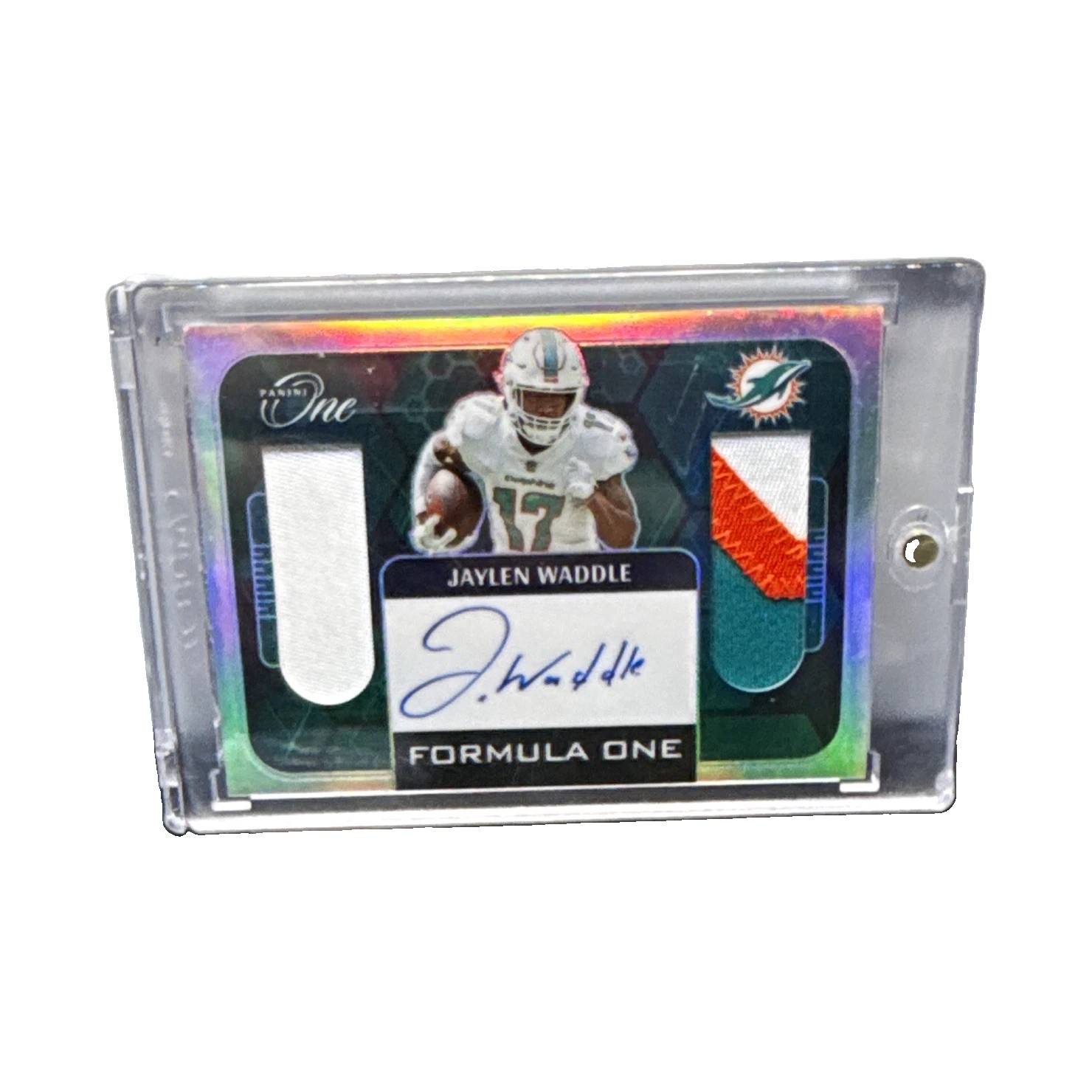 Panini 2022 One Formula One Auto Patch Jaylen Waddle #350 Green /49 Dolphins