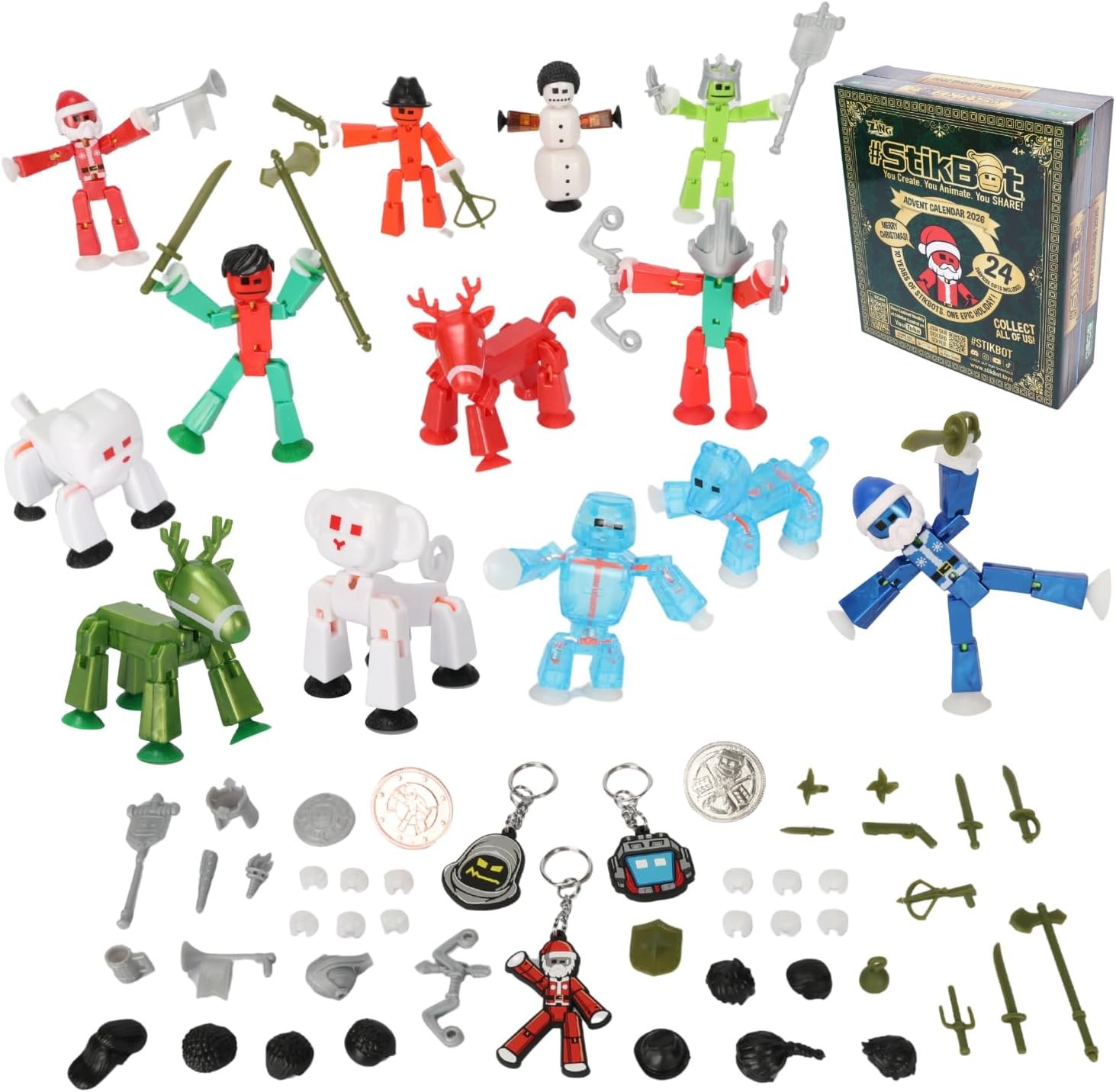 Zing StikBot 2026 Advent Calendar 24 Day Action Figure Countdown 13 Figures+Acc