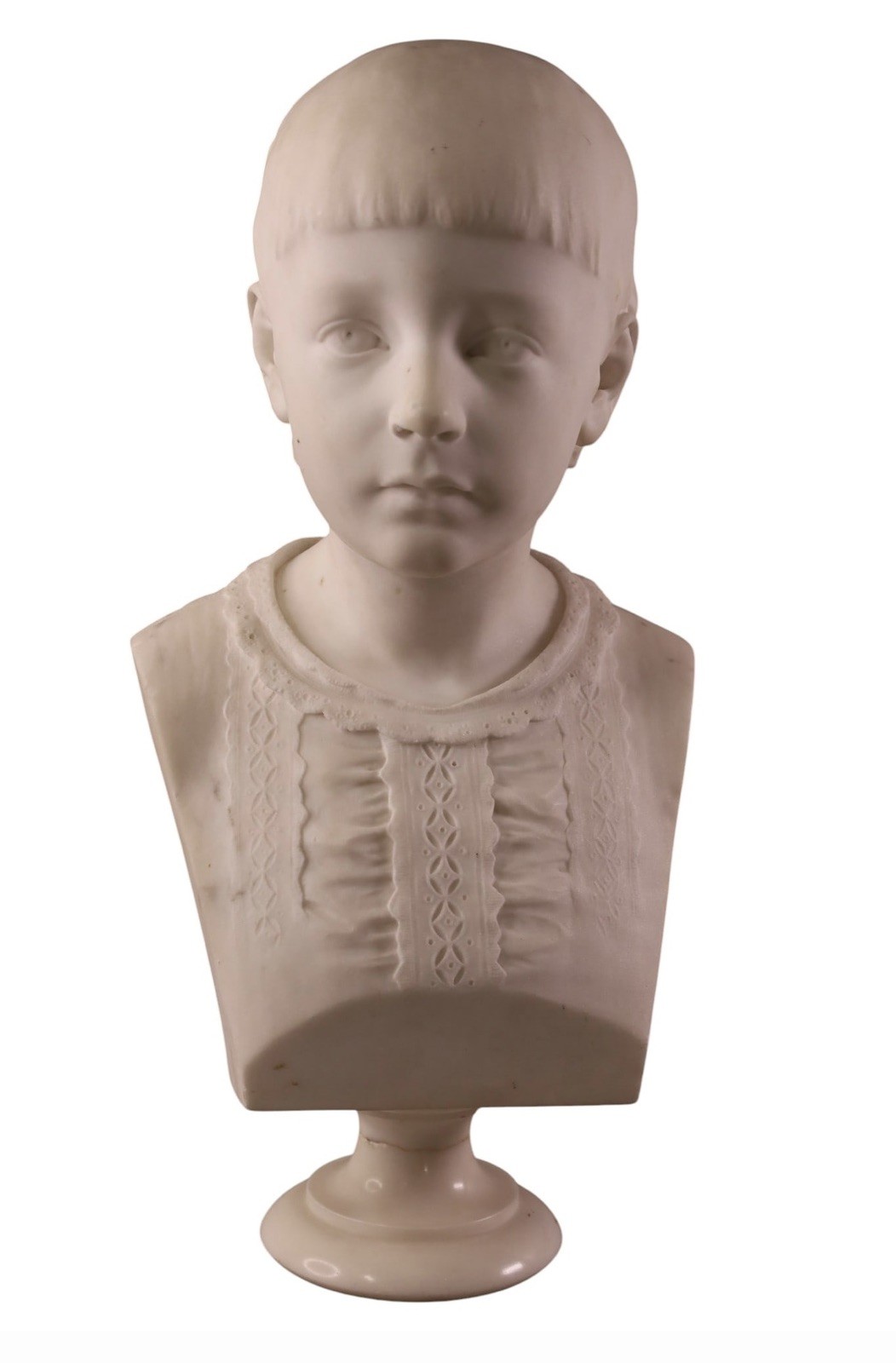 Launt Thompson - Large 19th Century Antique Carved Marble Bust Of A Girl - c1875