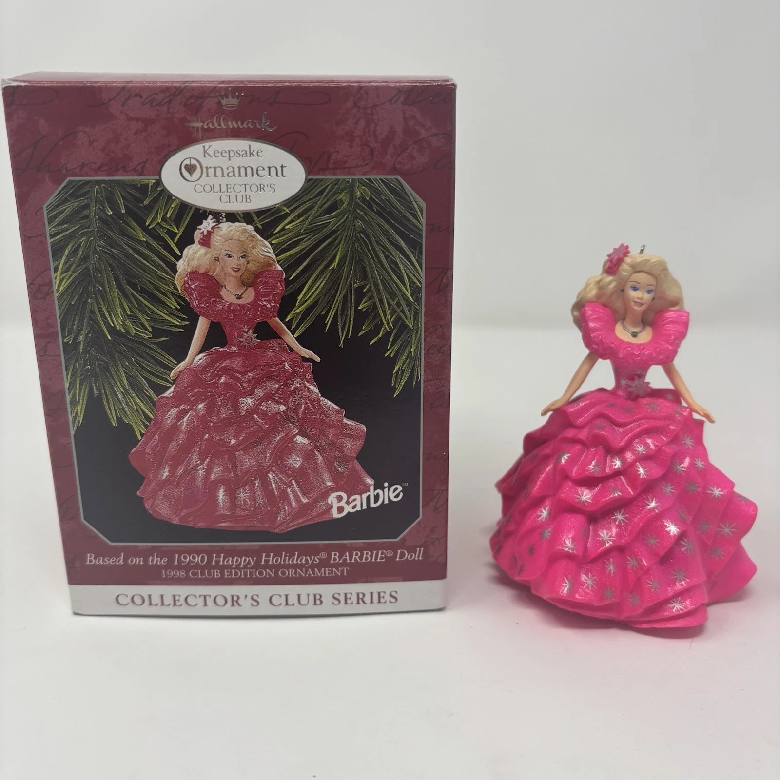 Hallmark Keepsake Barbie 1990 Happy Holidays Club Ornament 1998 -824-348