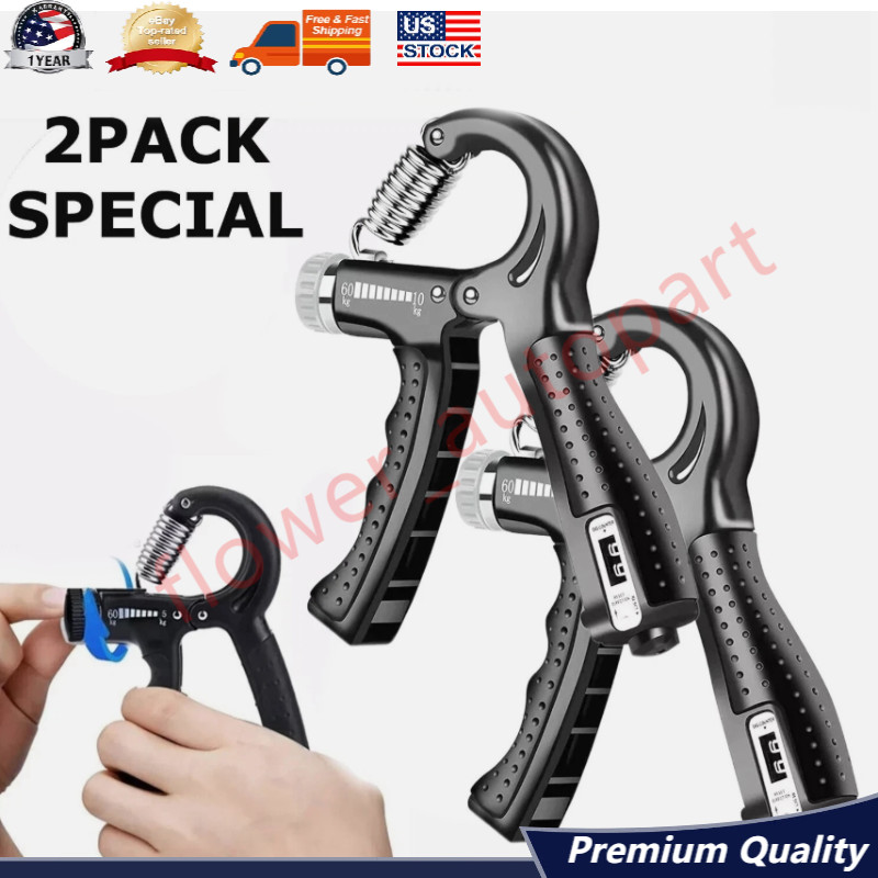 2 Hand Grip Strengthener Power Trainer Gripper Strength Adjustable Gym Exerciser