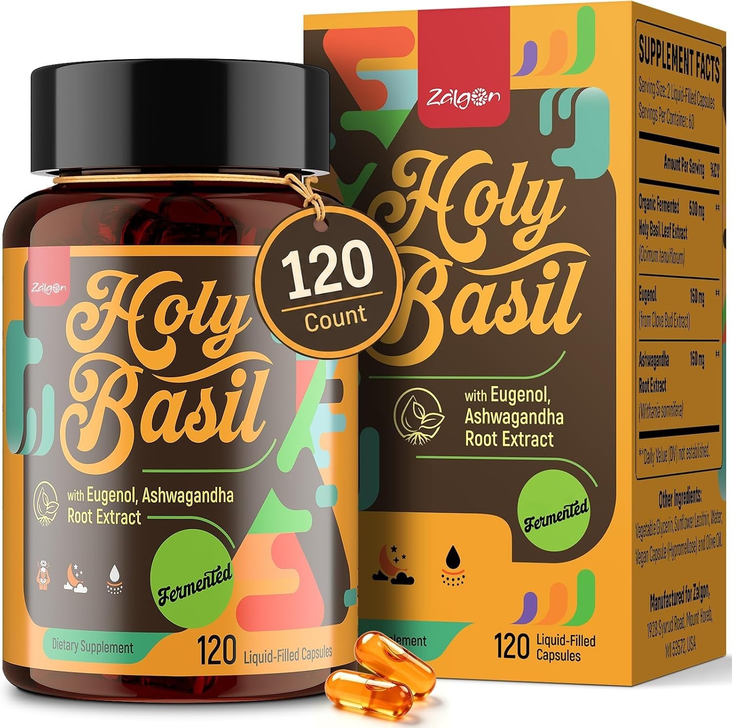 CORTISOL SUPPORT WITH HOLY BASIL, ASHWAGANDHA & EUGENOL, SLEEP SUPPLEMENT