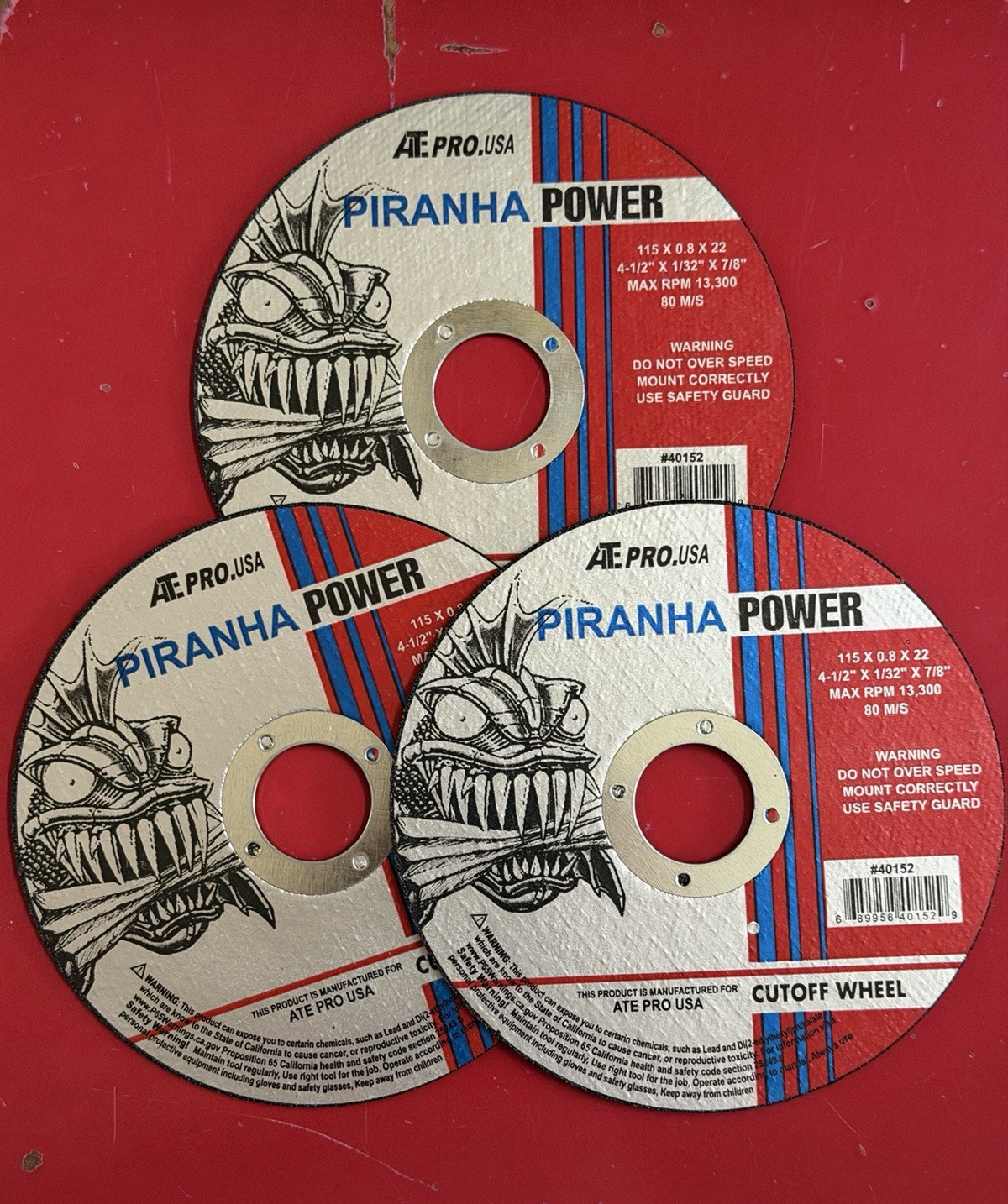 ATE Pro. USA Piranha Power Type 1 Cutoff Wheel 4-1/2 x 1/32 x 7/8 80 Grit