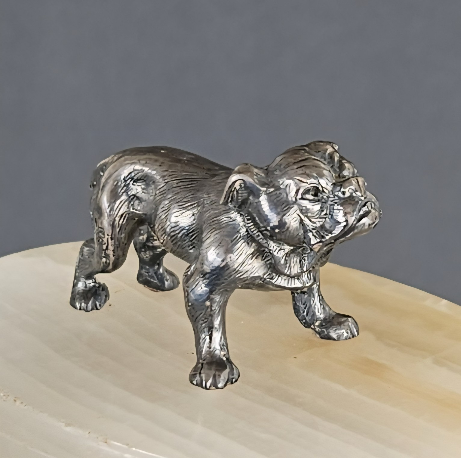 Antique 1907 Sampson & Mordan Sheffield 925 Sterling Silver Bulldog Paperweight