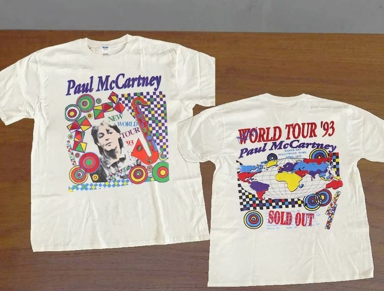 Vintage 1993 Paul McCartney New World Tour Hollywood Bowl T-Shirt
