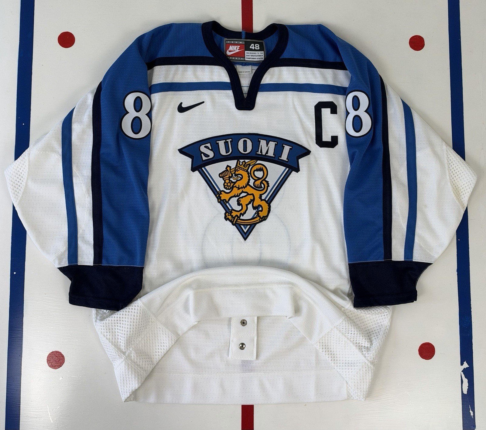 Teemu Selanne Authentic Team Finland 2002 Vintage Olympics Hockey Jersey Nike 48