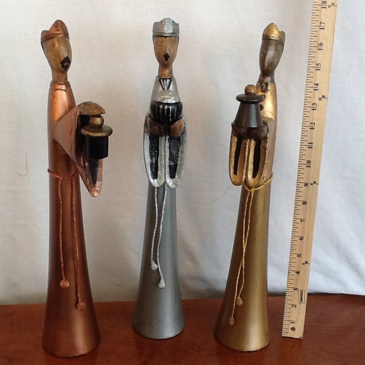 3 Vintage Wise Men Collectors Christmas Statues