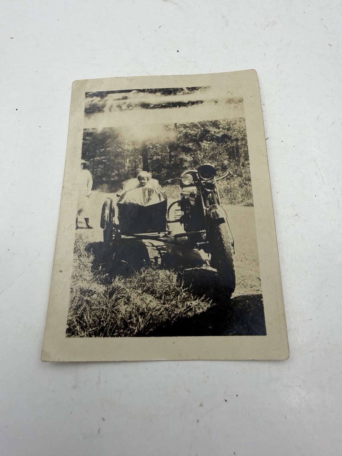Vintage Photo Motorcycle With Sidecar 1940s 3” X 2” SHIPS FREE IN USA