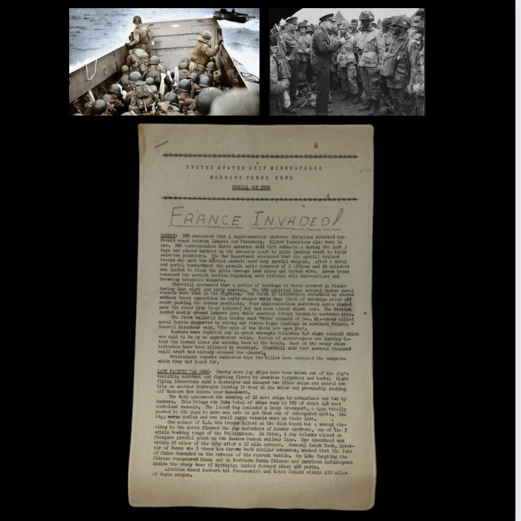 RARE WWII June 6th 1944 D-Day Normandy Original Combat Invasion Report (COA) 