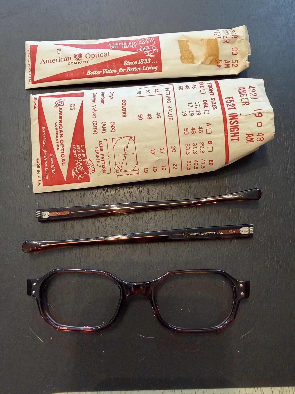 Vintage American Optical AO Eyeglass Frames NOS USA 5.5