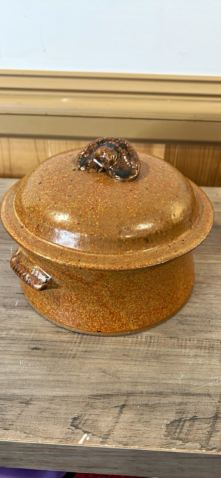 Vintage Studio Art Lidded Casserole Pot Artist Stamped 8” - Country Western