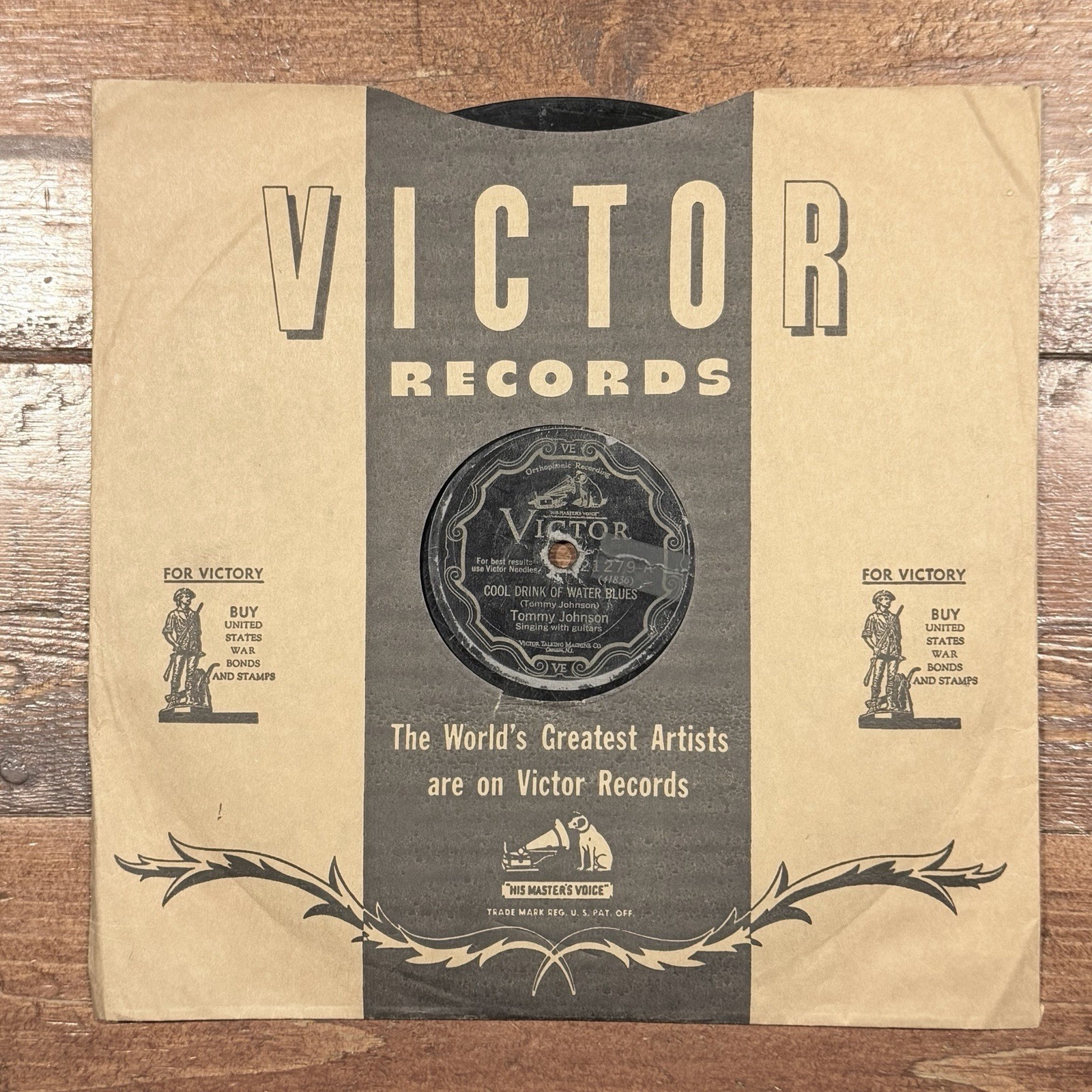 RARE Tommy Johnson 1928 Cool Drink of Water / Big Road DELTA BLUES Victor Record