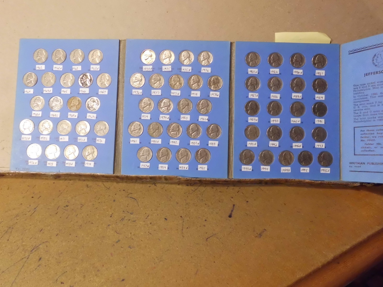 JEFFERSON NICKELS COLLECTION COMPLETE 1962 to 1995 P&D&S COINS - #DTM658
