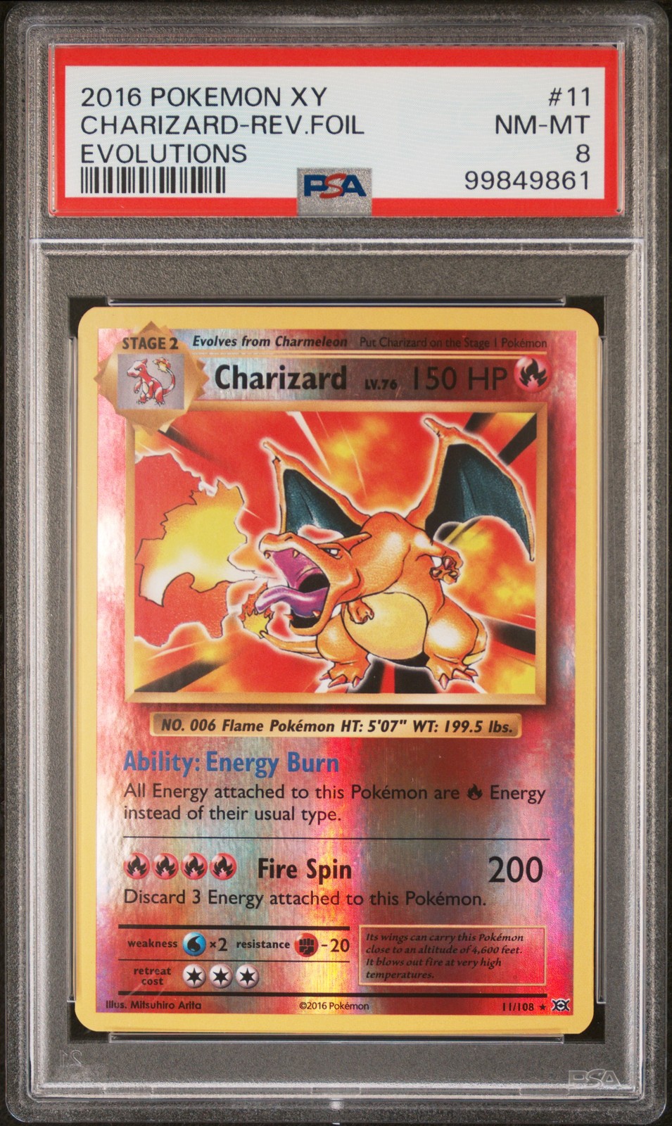 2016 Pokemon Xy Evolutions Charizard-Rev.Foil Evolutions PSA 8 #11