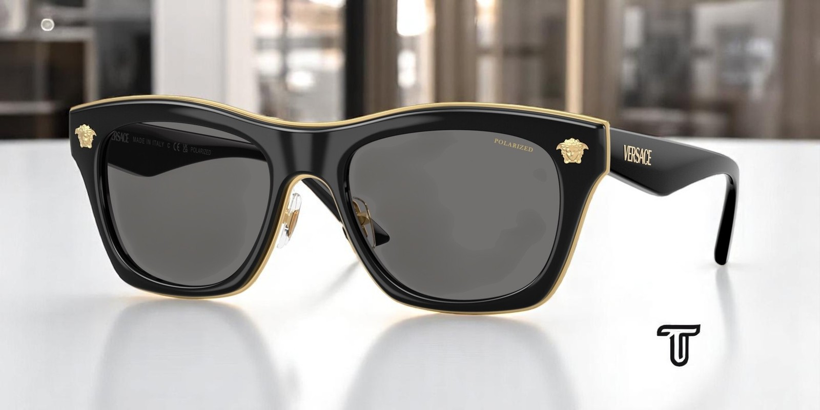 VERSACE VE2272 GB1 81 Black Dark Grey Polar Polarized 53 mm Men\'s Sunglasses