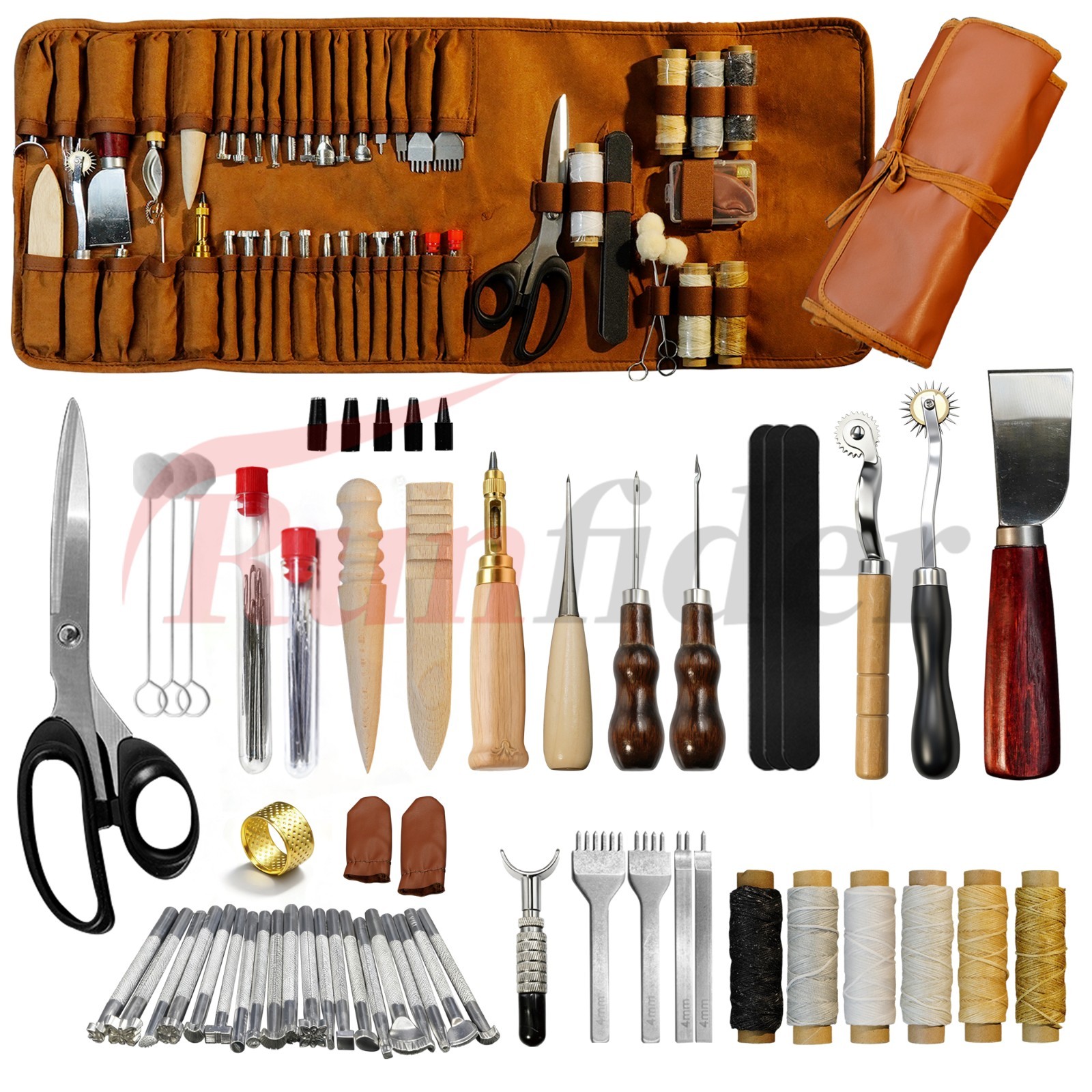 Professional 72-Piece Leather Crafting Tool Kit with Durable Storage Bag