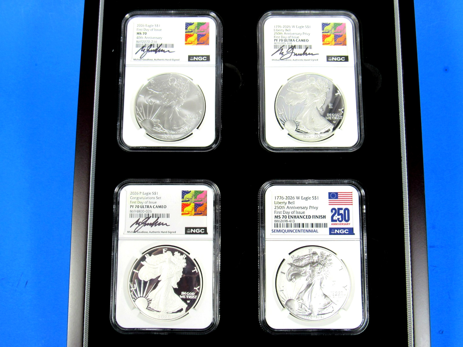 2026 (W), W, P &W,  4-Coin Set, Complete  A.S.E. YR  Set NGC MS/PF 70, FDOI