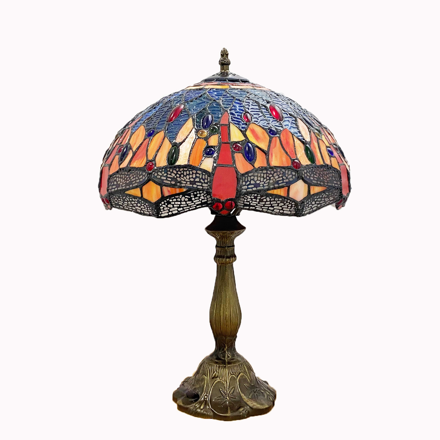 Beautiful Tiffany Table Lamp Red Dragonfly Style Stained Glass Home Decor 18\ Beautiful Tiffany Table Lamp Red Dragonfly Style Stained Glass Home Decor 18\