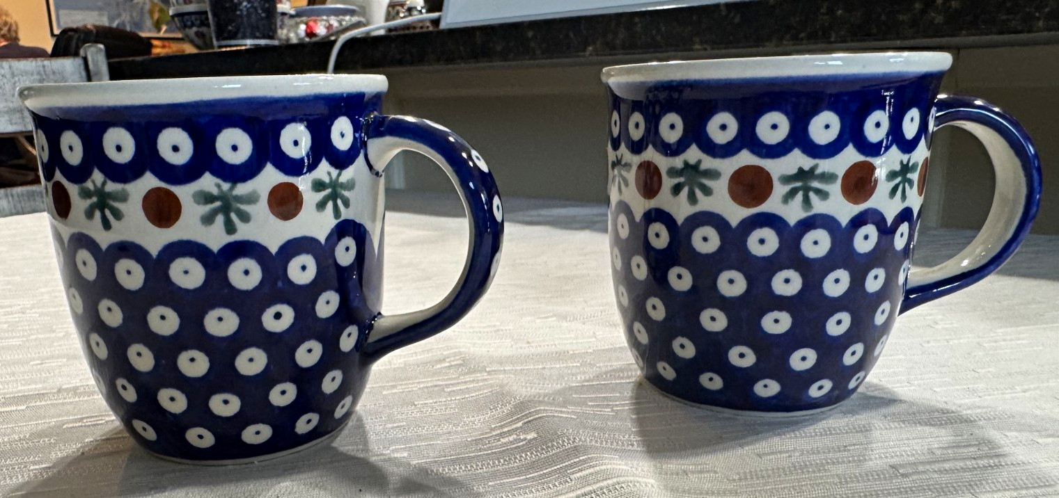 Boleslawiec Polish Pottery  Stoneware Mugs Set of 2 Handmade