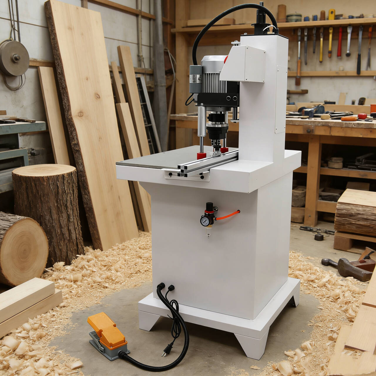 110V Pneumatic Hinge Boring Insertion Machine Woodworking 1Head Hinge 2880R/min