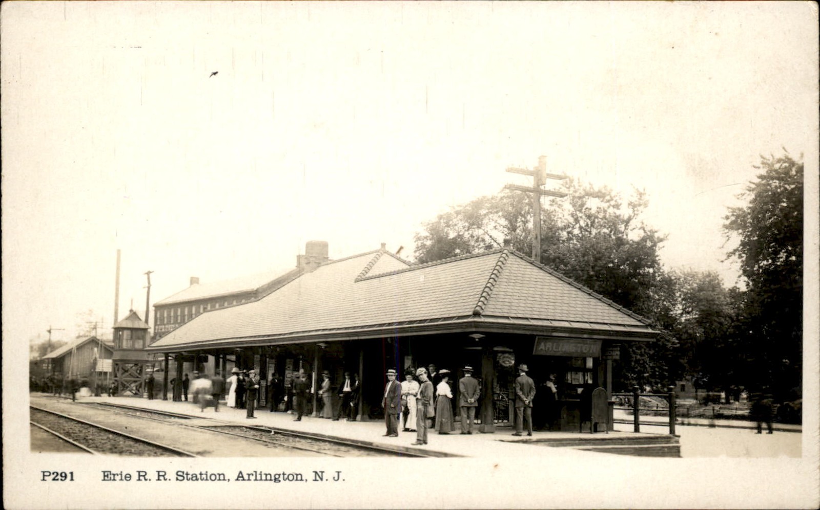 Arlington NJ Erie R. R. Station Depot c1910s Real Photo Vintage Postcard bhn Arlington NJ Erie R. R. Station Depot c1910s Real Photo Vintage Postcard bhn