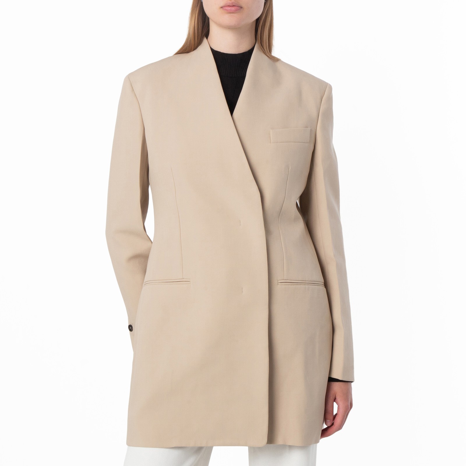 Ferragamo Single-Breasted Fitted Wool Blazer, Brand Size 42 ( US Size 8 )