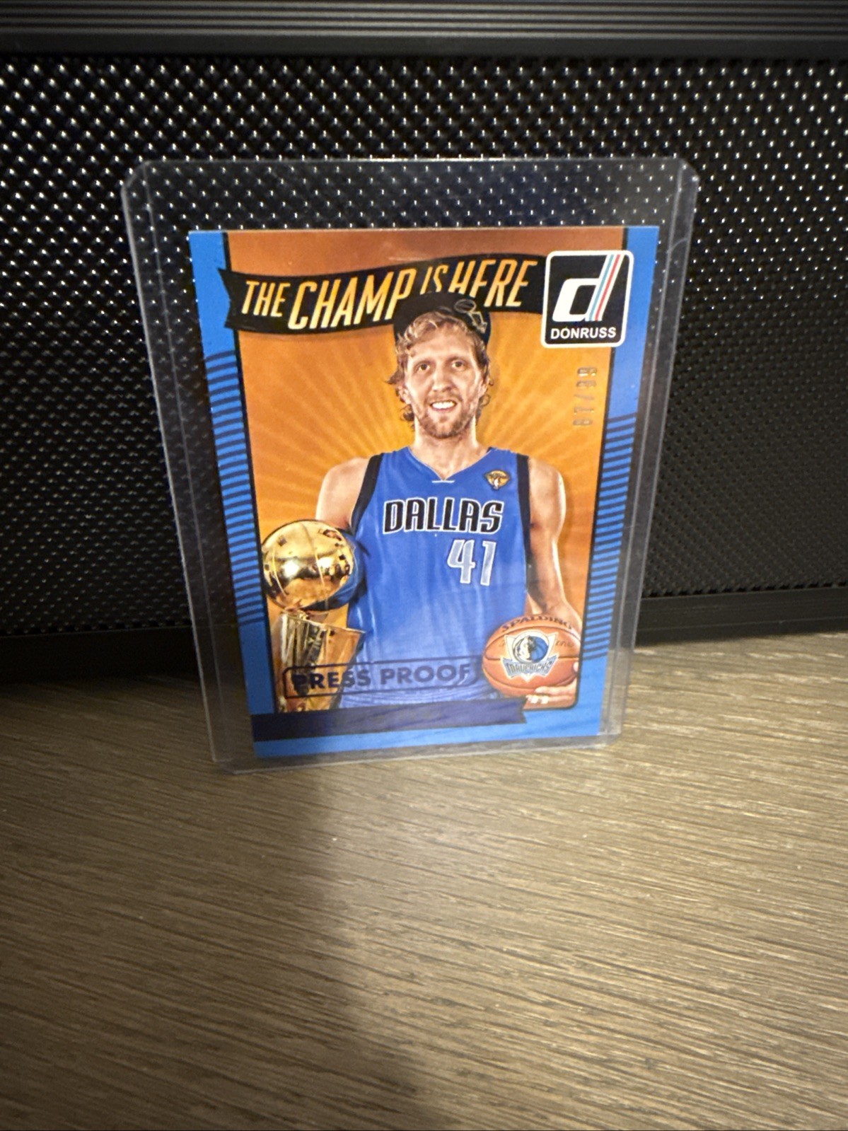 2016-17 Panini Donruss - The Champ Is Here Dirk Nowitzki #9 Press Proof Blue /99