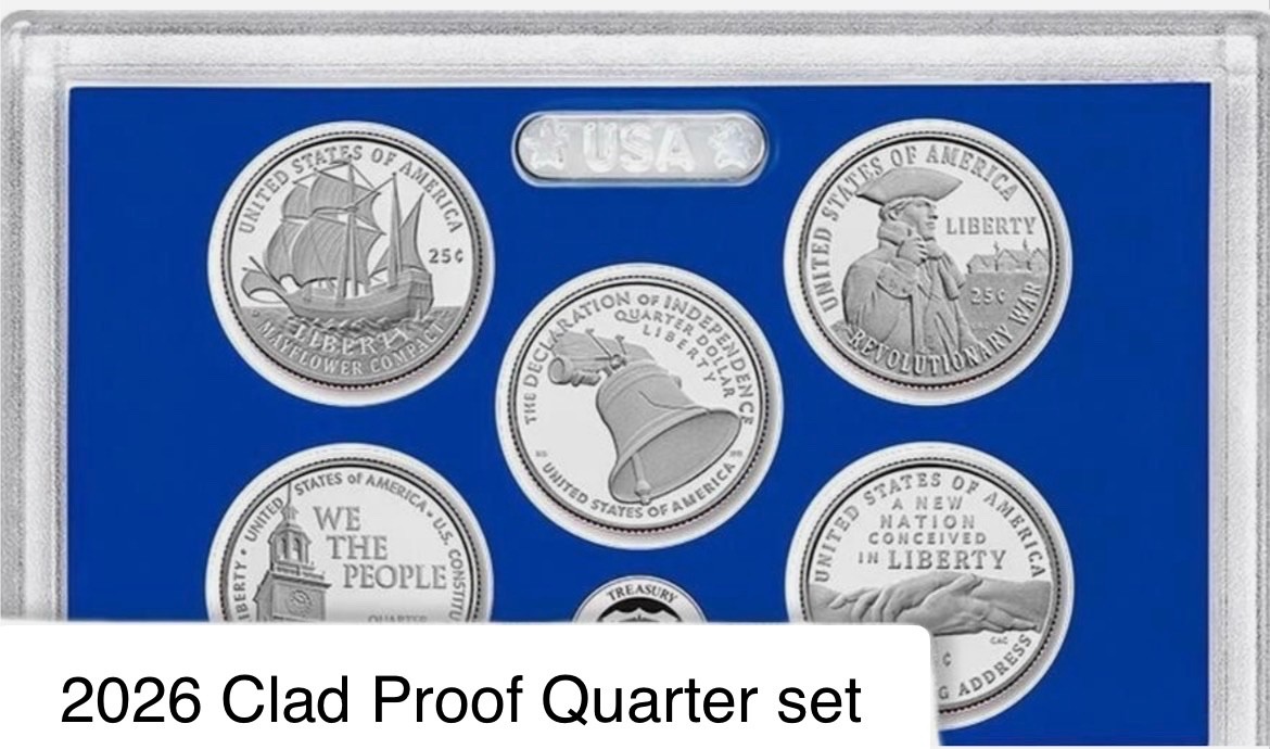1776-2026 S Clad U.S. Mint Proof Set 5 PROOF QUARTERS With Box PRESALE