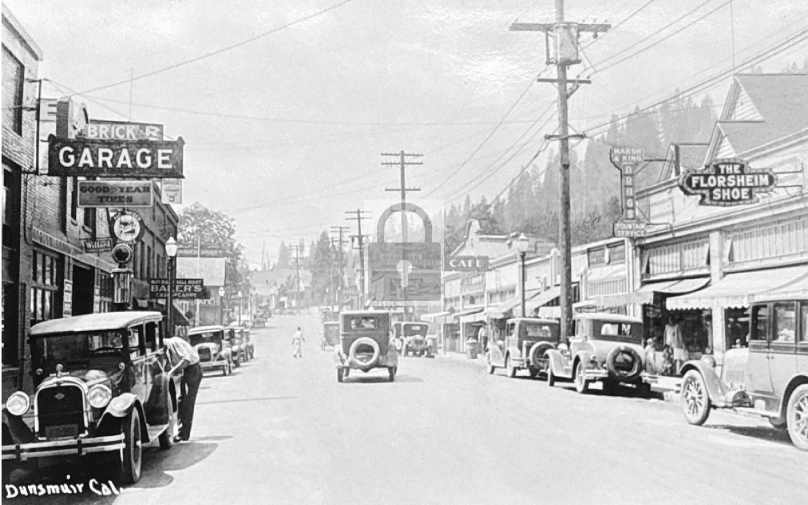 Street View Auto Garage Drug Store Dunsmuir California CA - Reprint