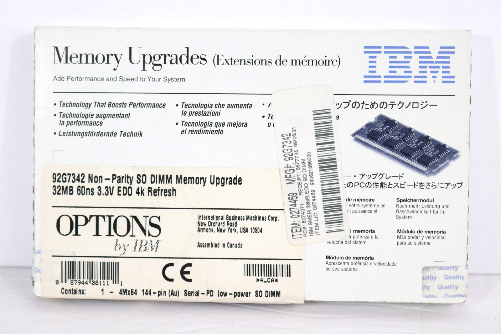 *NEW* Vintage IBM 92G7342 32MB EDO SO-DIMM Memory 144-Pin 3.3V 60ns for ThinkPad