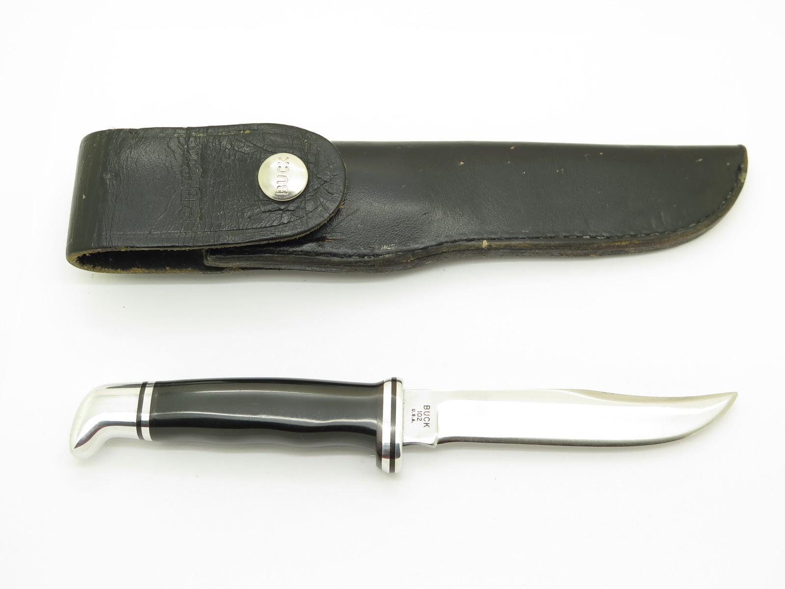 Vintage 1972-86 Buck 102 Woodsman USA 3 Three Liner Fixed Blade Hunting Knife