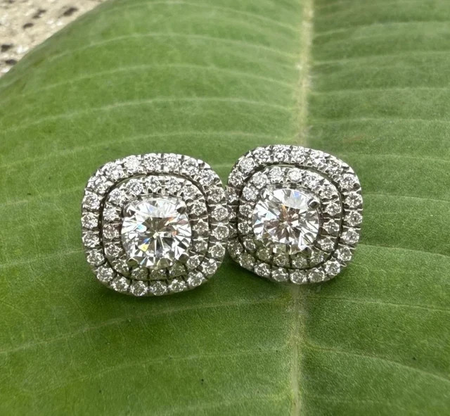 2Ct Round Cut Lab Created Diamond Halo Stud Women Earrings 14K White Gold Plated 2Ct Round Cut Lab Created Diamond Halo Stud Women Earrings 14K White Gold Plated