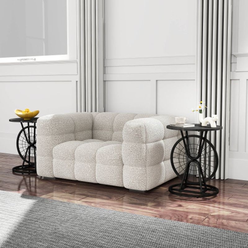 2 Piece Vintage Industrial Wheel Design Side Table