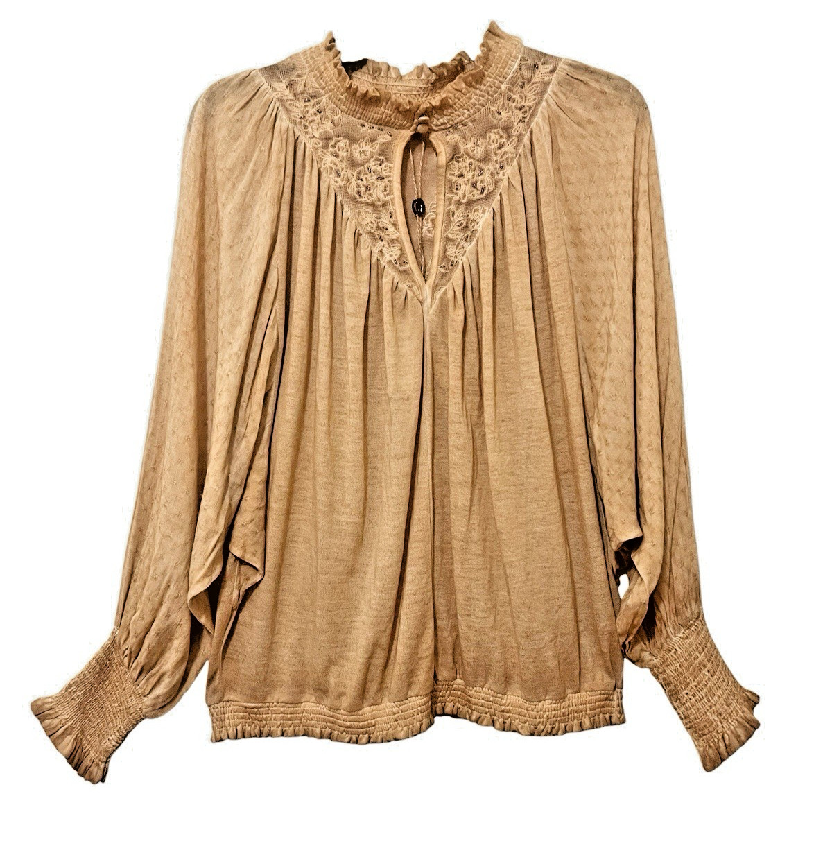 GIMMICK By BKE Beige Tan High Neck Key Hole Blouse Victorian Inspired Boho L NWT GIMMICK By BKE Beige Tan High Neck Key Hole Blouse Victorian Inspired Boho L NWT