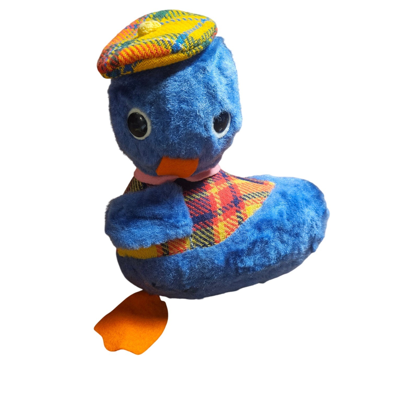Vintage Gund Swedlin Plush Duck Tartan Plaid Hat Vest Stuffed Animal 10\