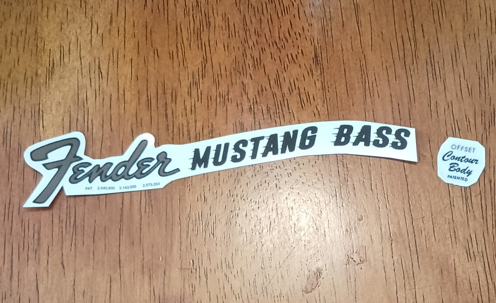 Fender Mustang Bass 1960\'s to 1970\'s style Waterslide Decal. Pre-Cut