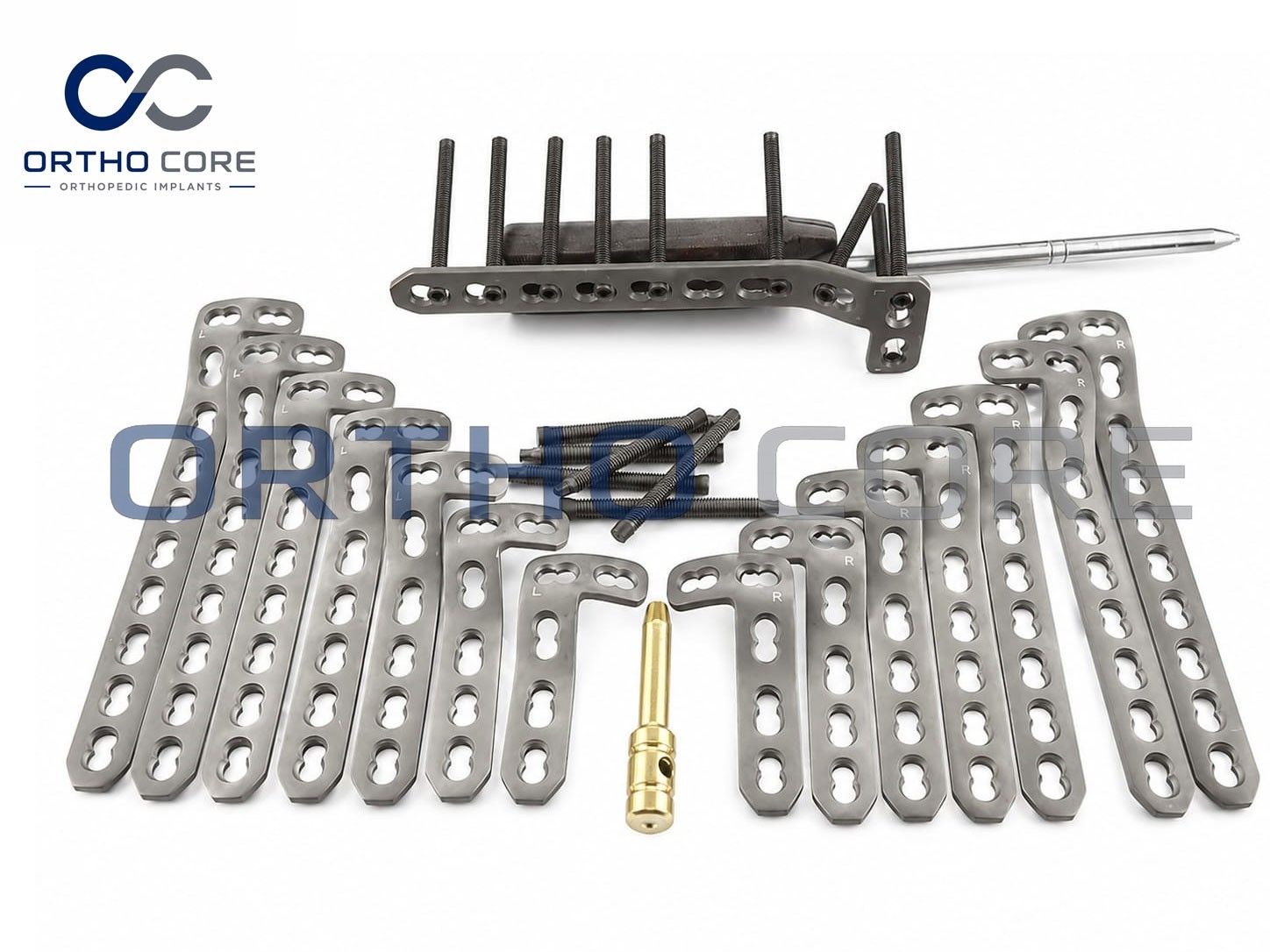 L-Büttress Locking Plate 4.5/5mm 3 to 9 Holes L& R, & LCP Screws 58 Pc Titanium