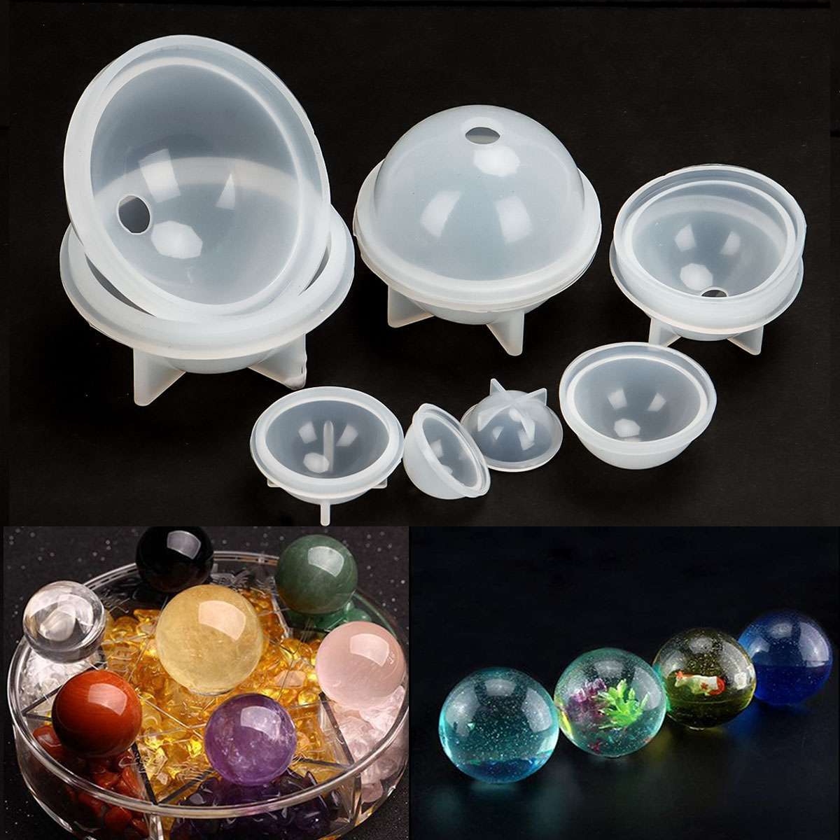 5Pcs Silicone Ball Mould Sphere Mold Balls Epoxy Resin Casting DIY Making Craft 5Pcs Silicone Ball Mould Sphere Mold Balls Epoxy Resin Casting DIY Making Craft