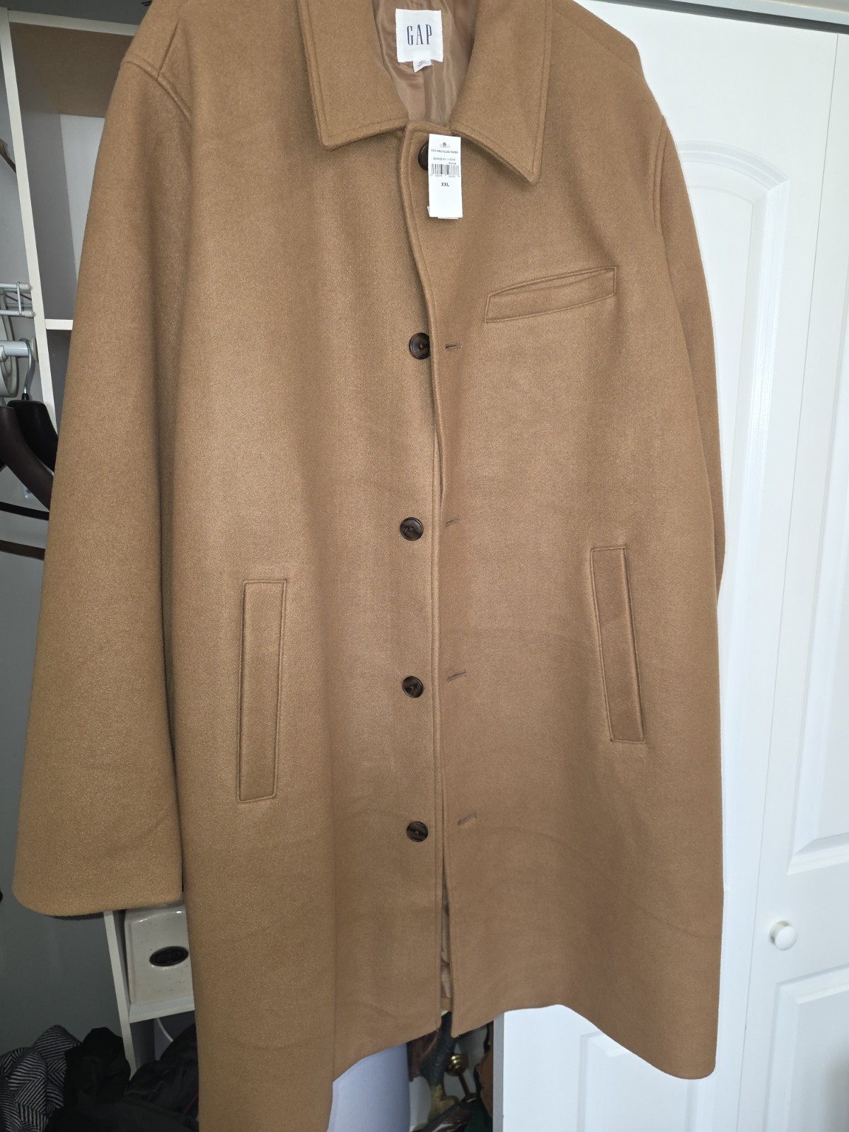 *** NEW Gap Mens CAMEL TAN LIGHT BROWN Wool Blend Car Top Over Coat sz XXL***