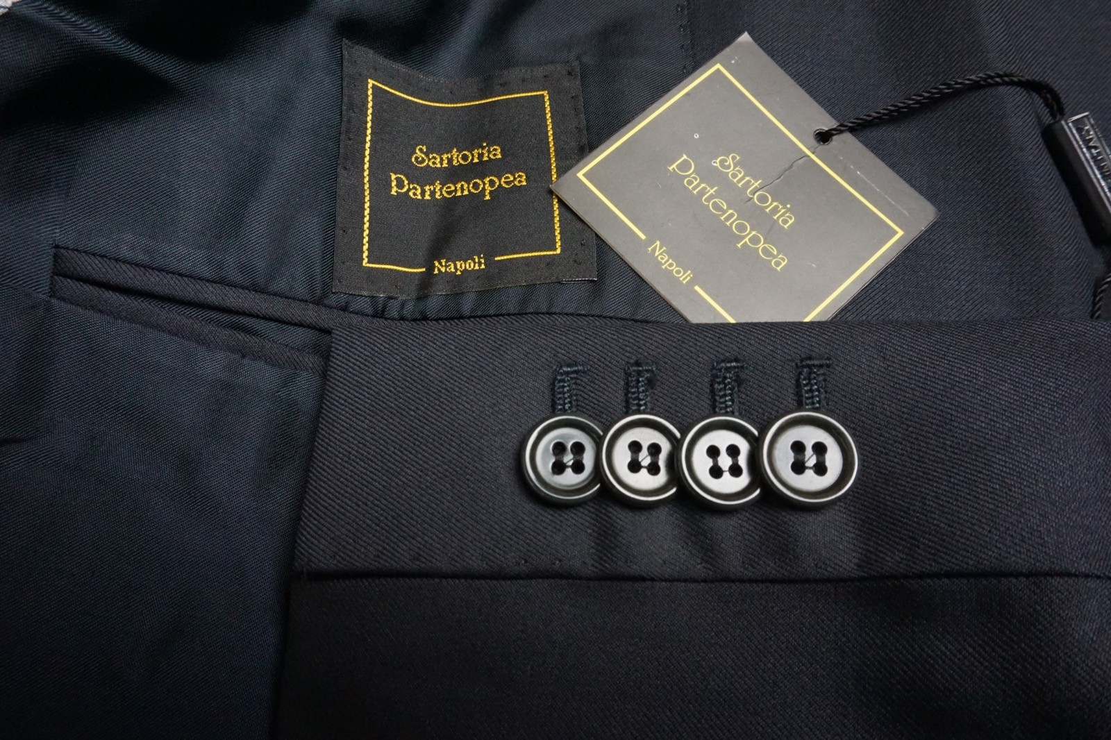 Sartoria Partenopea NAvy Blue S140s Wool 2 Pc Suit Jacket Pants 46R BRAND NEW