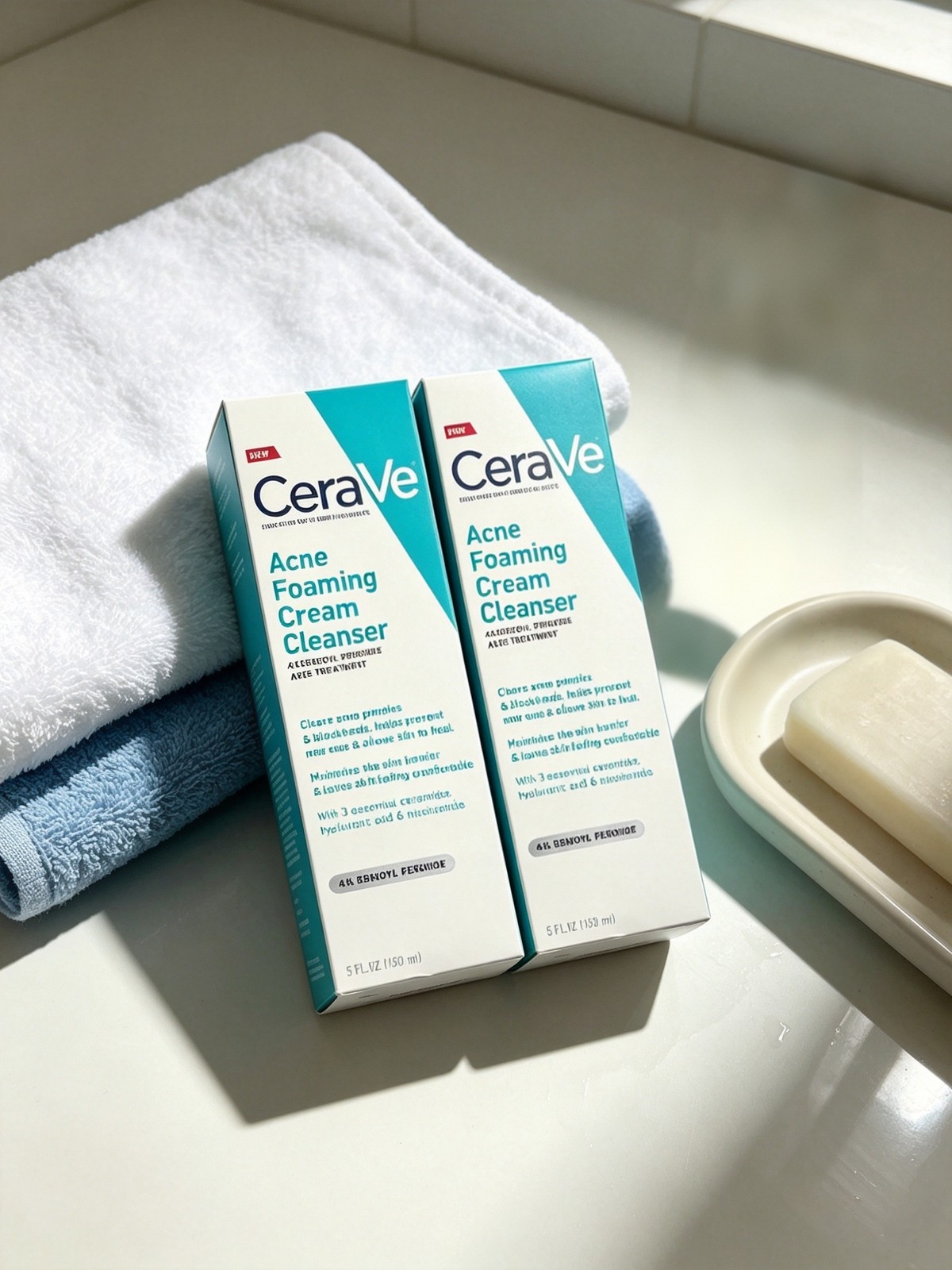 Cerave Acne Foaming Cream Cleanser|4% Benzoyl Peroxide Acne Treatment 2pcs5fl.oz